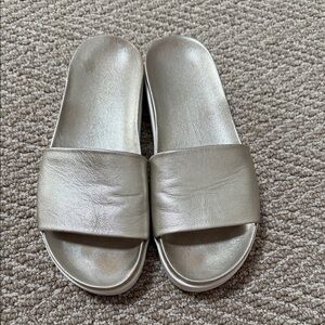 Stuart Weitzman Metallic Slide Sandals